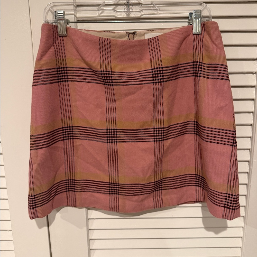 Aritzia Wilfred Plaid Mini Skirt in Pink and Yellow